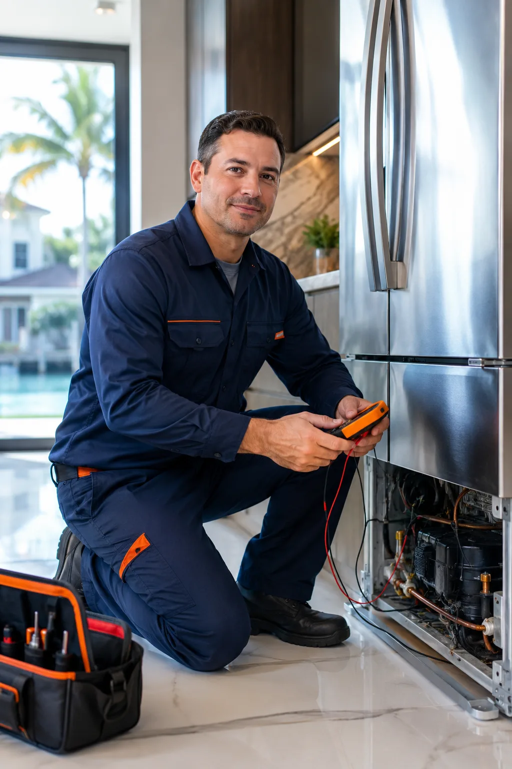 Técnico diagnosticando un electrodoméstico